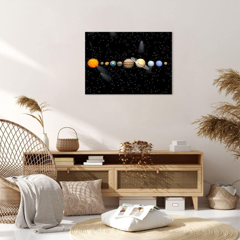 Bilder auf Leinwand Universum Galaxie Planeten Sterne Leinwandbild 70x50cm Wandbilder Dekoration Woh