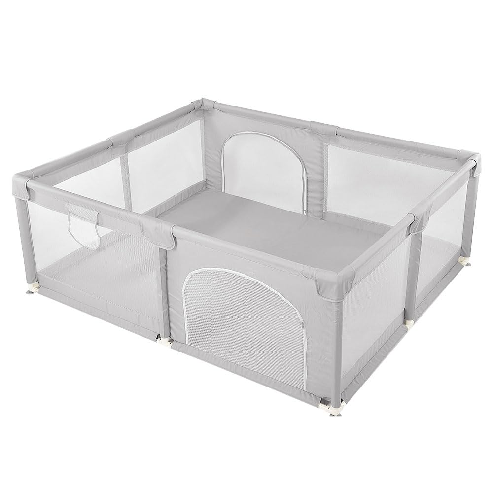 Laufstall Bebe, Spielplatz, ungiftig und sicher für Babys (150 x 200 cm, grau) 150x200cm grau, 150x2