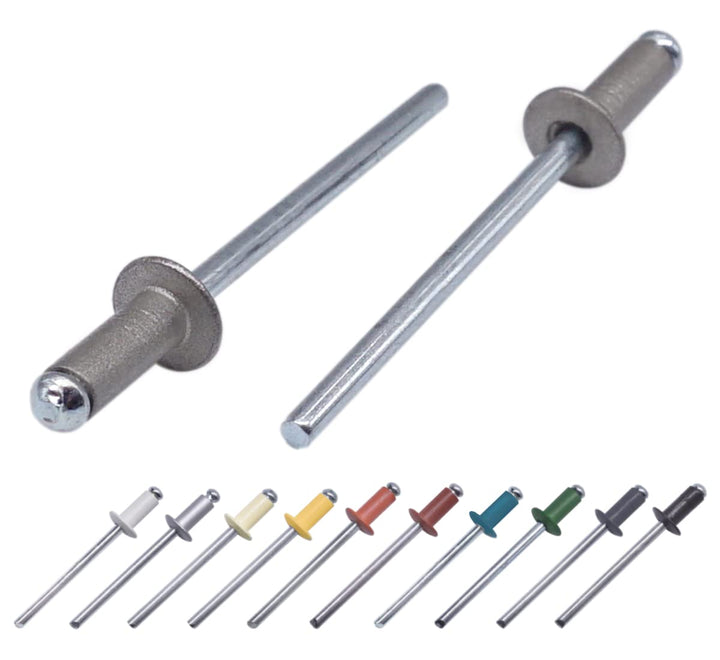 (1000 Stück) Lackierte Blindnieten 4,0 x 8 mm, Kuppelkopf, DIN 7337, Aluminiumniete und Stahldorn, P