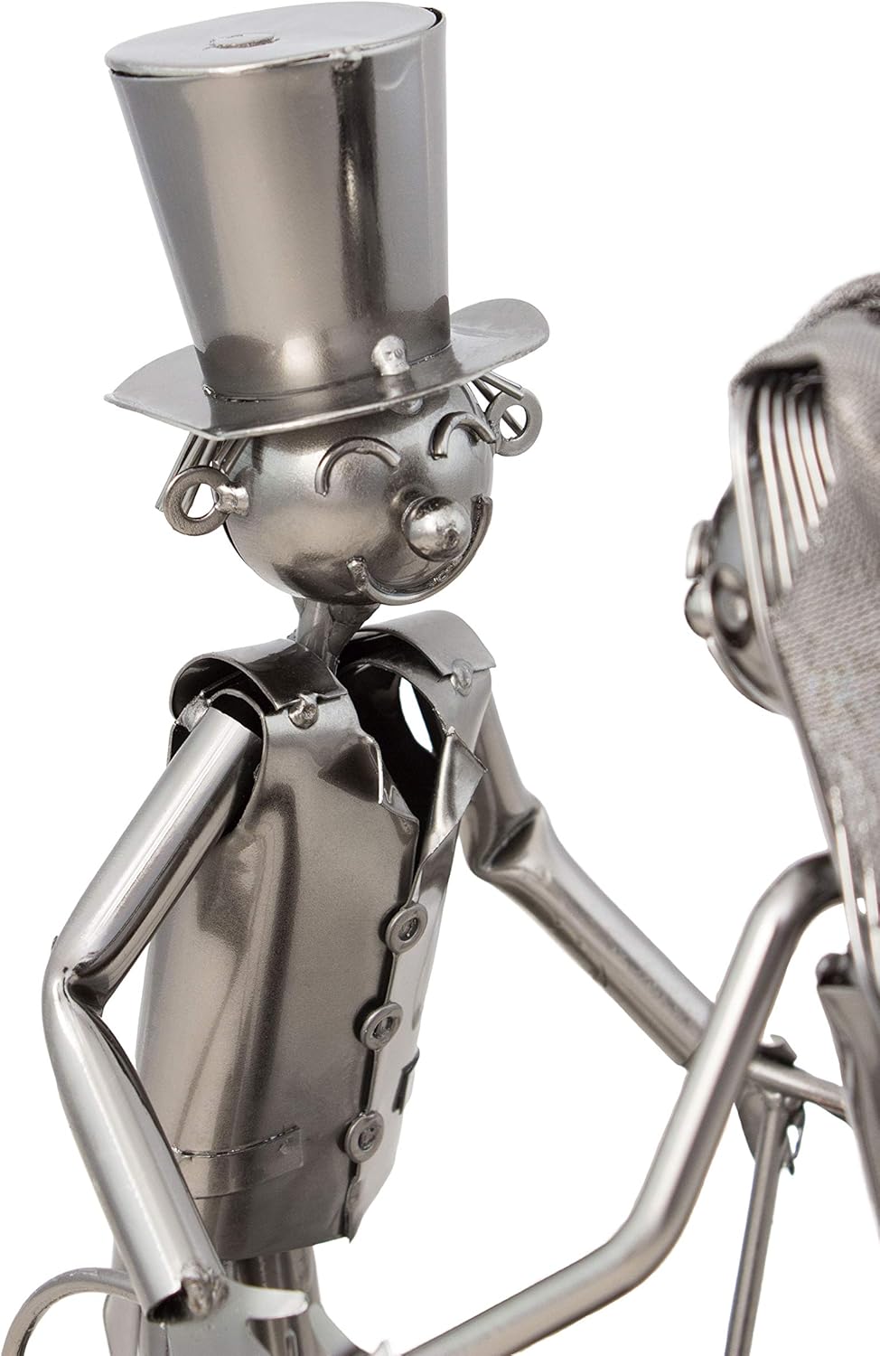 BRUBAKER Weinflaschenhalter Hochzeitspaar Brautpaar Deko-Objekt Metall mit Grusskarte für Hochzeitsg