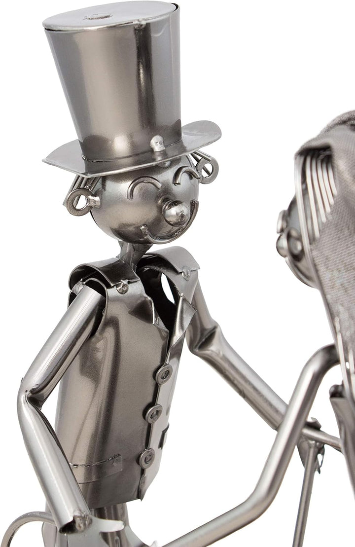 BRUBAKER Weinflaschenhalter Hochzeitspaar Brautpaar Deko-Objekt Metall mit Grusskarte für Hochzeitsg