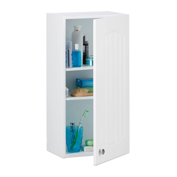 Relaxdays Badezimmerschrank hängend, Badhängeschrank, Lamellen Design, 2 Einlegeböden, MDF, HBT: 60