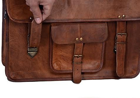 Komal's Passion Leather KPL 45,7 cm (18 Zoll) Leder-Aktentasche, Laptop-Kuriertasche, Schulranzen, C