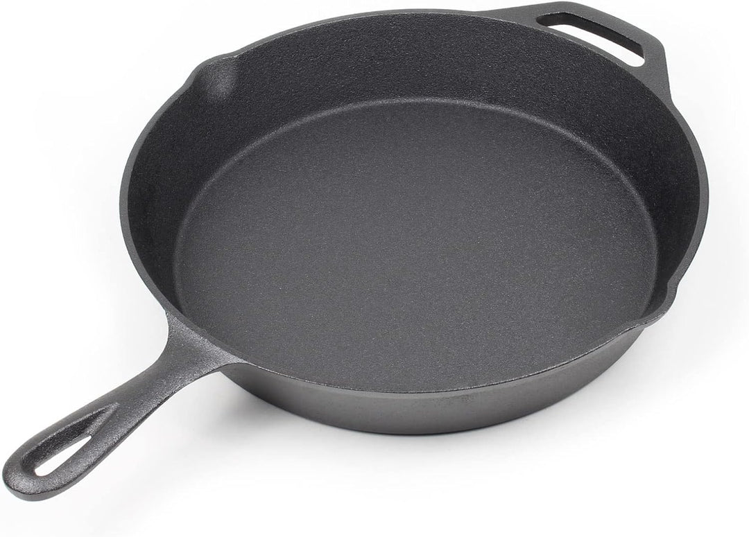 Wiltec Bratpfanne aus Gusseisen Ø30cm, Feuerpfanne mit Griff und Ausgiesser, Grillpfanne Ø 300 x 55