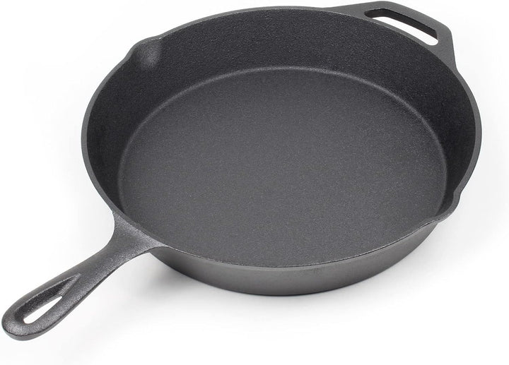 Wiltec Bratpfanne aus Gusseisen Ø30cm, Feuerpfanne mit Griff und Ausgiesser, Grillpfanne Ø 300 x 55