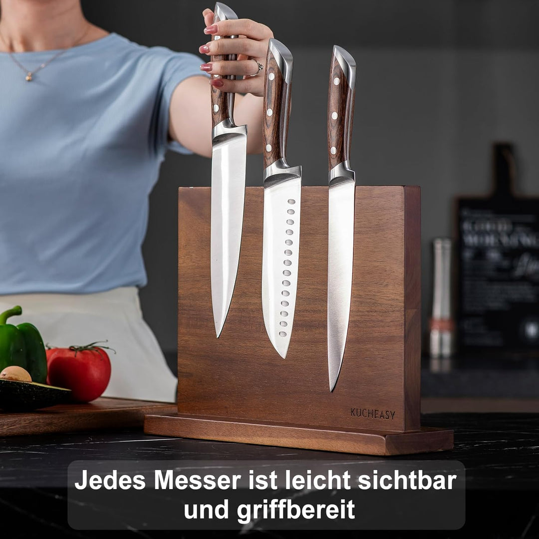 Messerblock Magnetisch -KUCHEASY Messerblock ohne Messer -Magnetischer Messerblock Holz -Messerhalte