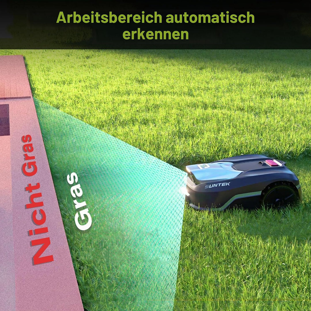 SUNTEK Mähroboter ohne Begrenzungskabel für 500 m², KI Pure Vision Rasenmäher Roboter mit automatisc