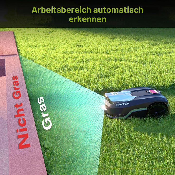 SUNTEK Mähroboter ohne Begrenzungskabel für 500 m², KI Pure Vision Rasenmäher Roboter mit automatisc