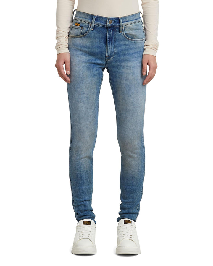 G-STAR Damen Jeans Hose 3301 Skinny Stretchdenim Greyblue Used 23W / 28L Blau (Vintage Gold Digger D