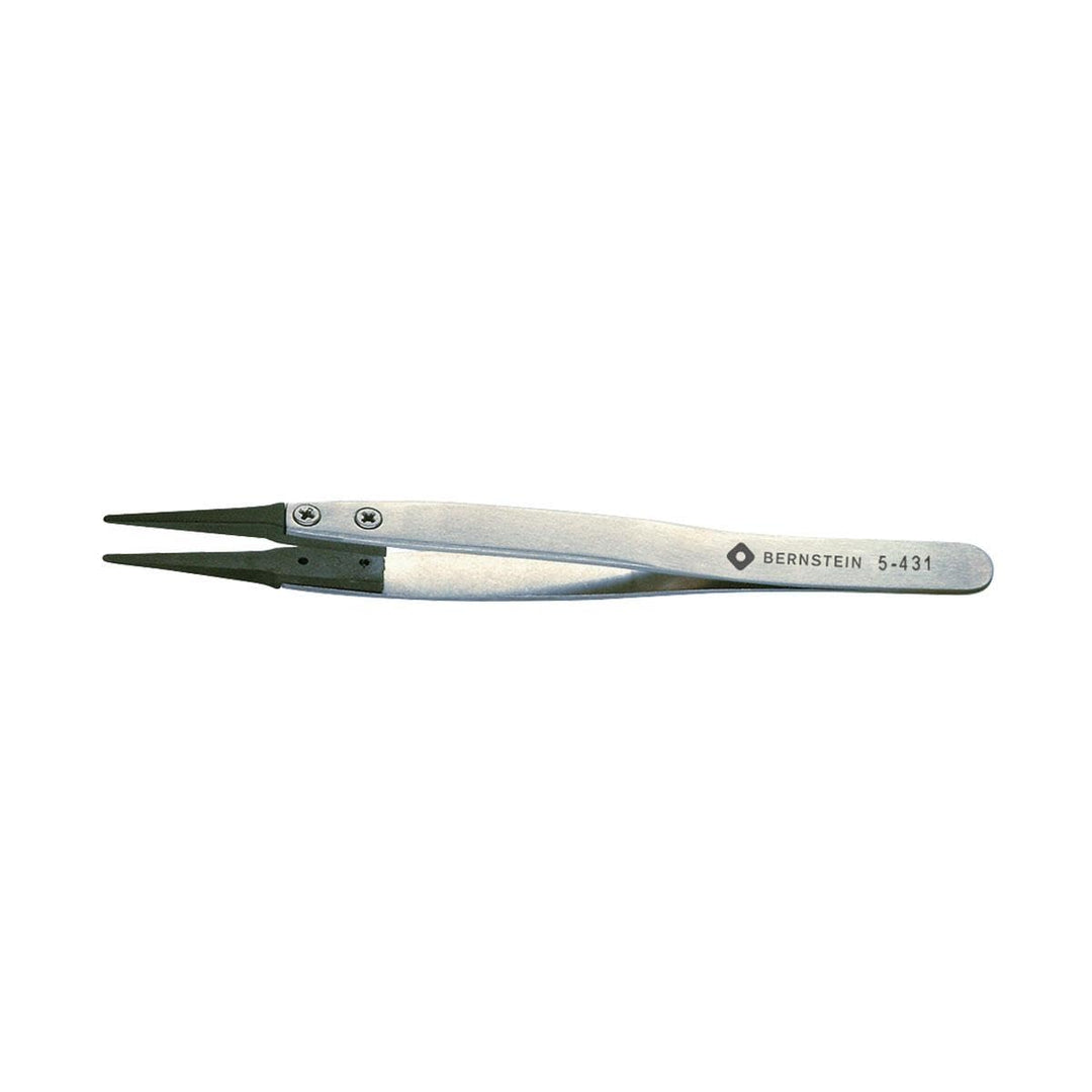 Bernstein Werkzeug Pinzette mit Carbofib Spitze, abgerundete Spitzen 1,5 mm breit, 125 mm, 5-431