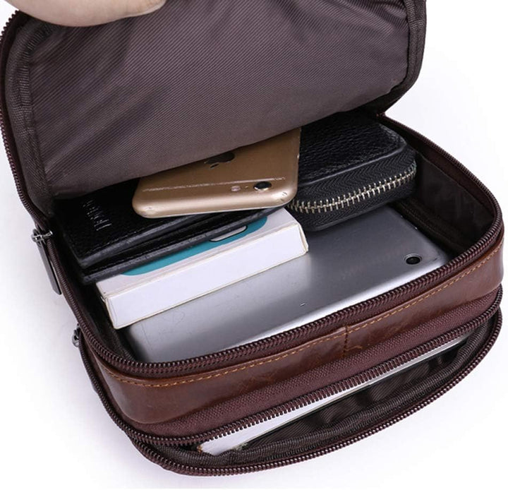 Umhängetasche aus Leder Schulter Crossbody Reisetasche für Herren Frauen 