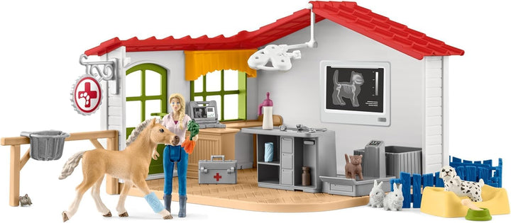 schleich 42502 Tierarzt-Praxis mit Haustieren, für Kinder ab 3+ Jahren, FARM WORLD - Spielset neue V