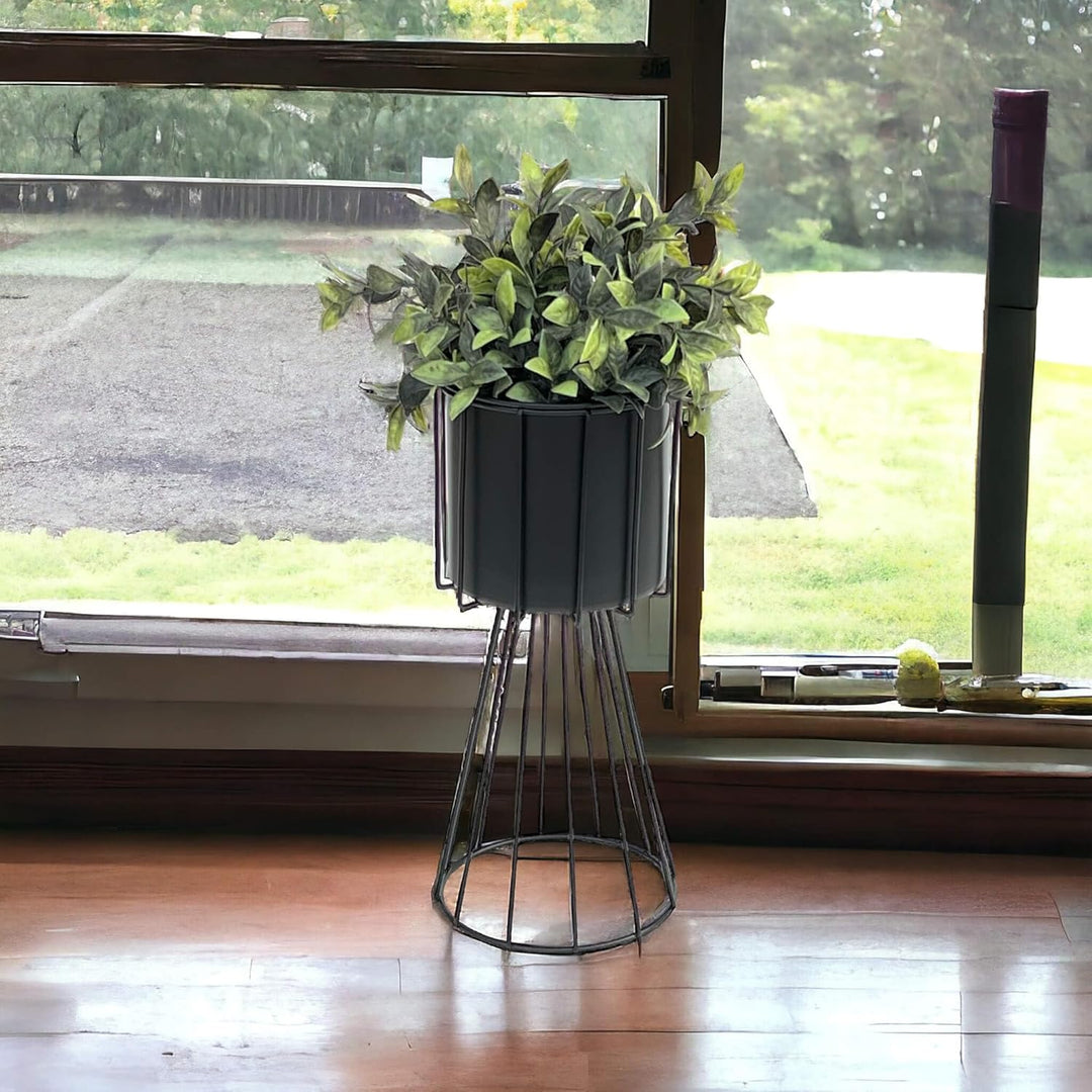 DanDiBo Blumenhocker Metall Schwarz 32 cm Blumenständer 96528 Blumensäule Modern Pflanzenständer Pfl