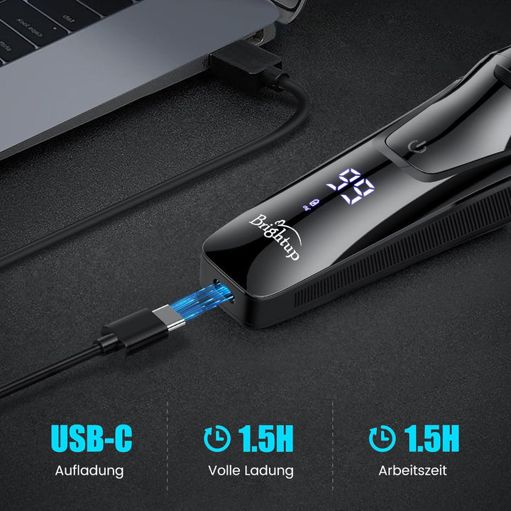 Brightup Rasierer Herren Elektrisch mit 4D-Schwebekopf, Kabellos LED Elektrischer Nass- und Trockenr