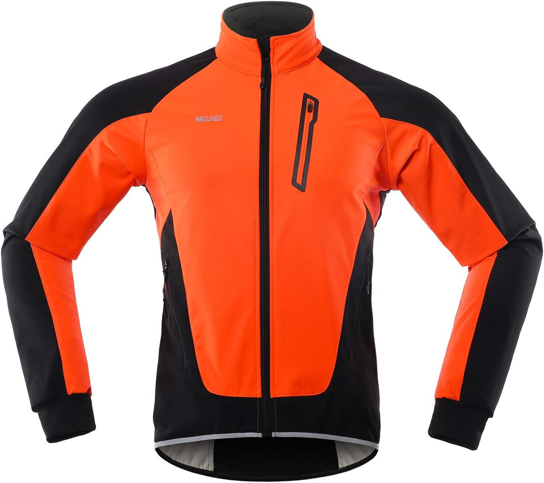 ARSUXEO Herren Winter Fahrradjacke Thermo-Vlies Softshell MTB Fahrrad Outwear Winddicht Wasserdicht