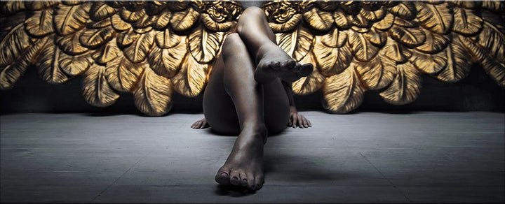 artissimo, Glasbild XXL, 125x50 cm Querformat, AG5387A, Fashion und Frauen: Akt Engel, Bild aus Glas