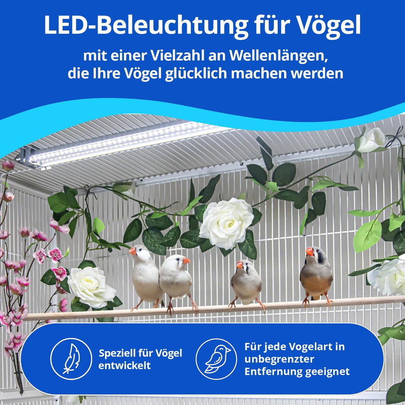 HappyBird Lighting Company - Vogellampe für Käfige - Vollspektrum LED Tageslichtlampe - Simuliert di