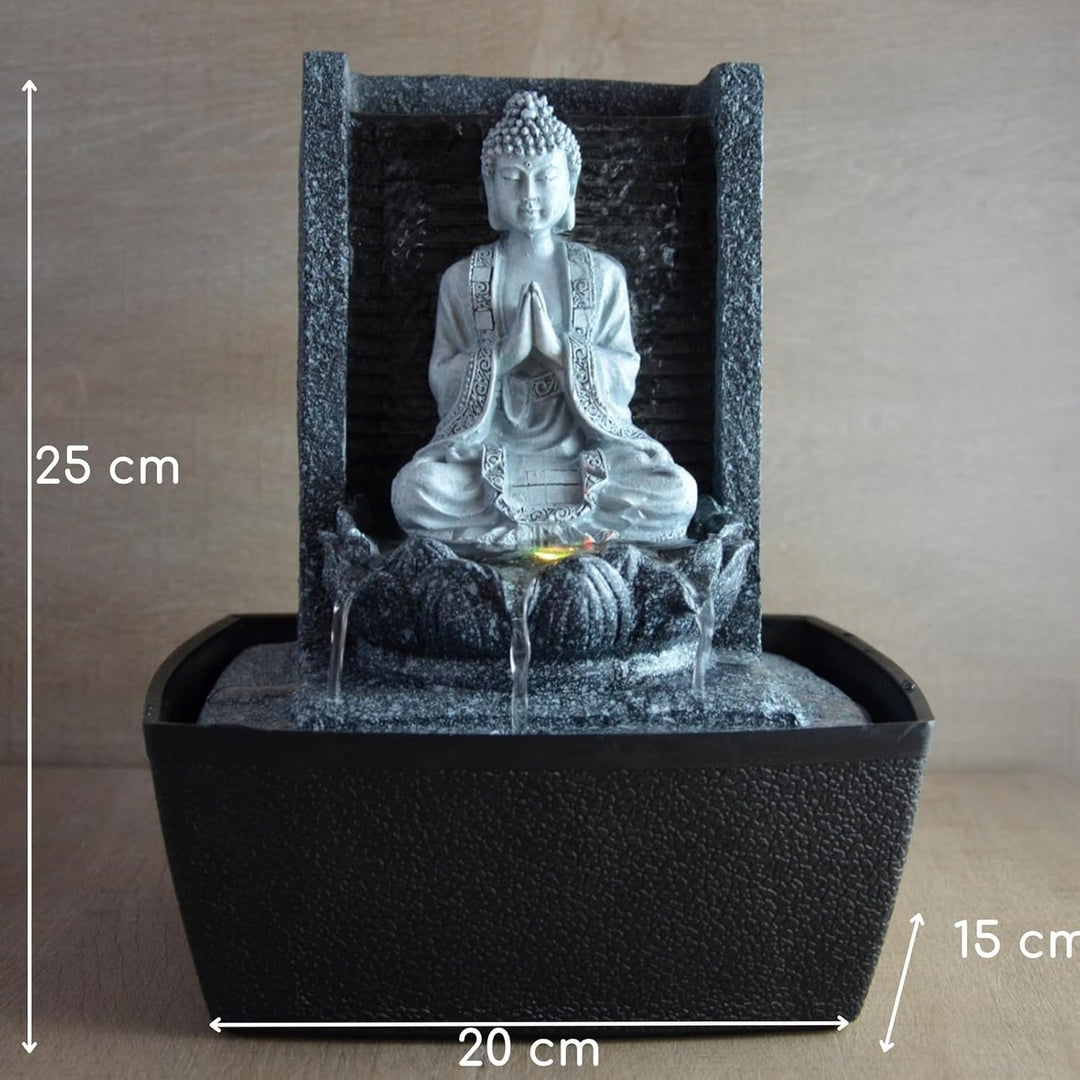 Zen Light scfrb1 Zimmerbrunnen Mauer Buddha Gebet Dunkelgrau/Schwarz 20 x 15 x