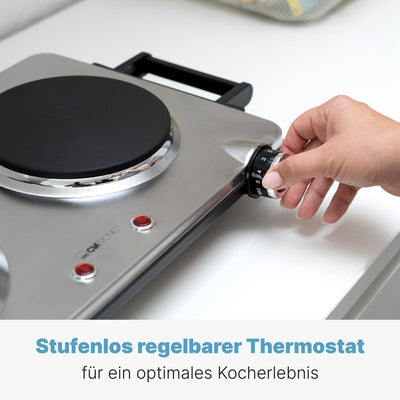 Clatronic Doppel-Kochplatte DKP 3668 E, für Camping, Küche oder Büro, zwei Kochplatten gross 18 cm u