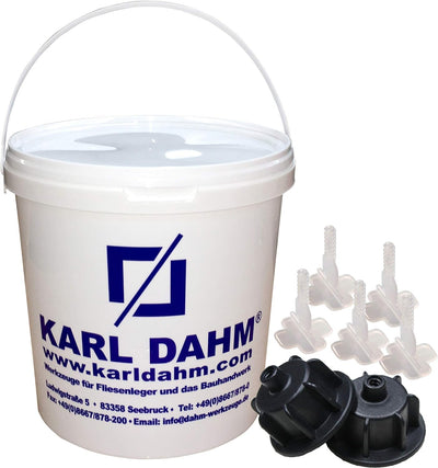 Karl Dahm Fliesen Nivelliersystem Basis-Set für 2 mm Fugen: 50 schwarze Zughauben für Fliesenstärke
