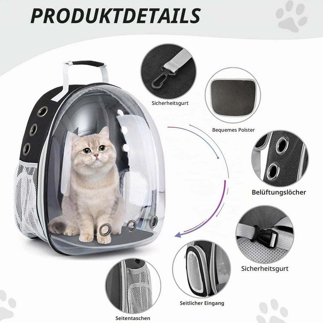 Erweiterbar Katzenrucksack Hunderucksack, Vorderrucksack für Katzen und Kleine Hunde, mit transparen