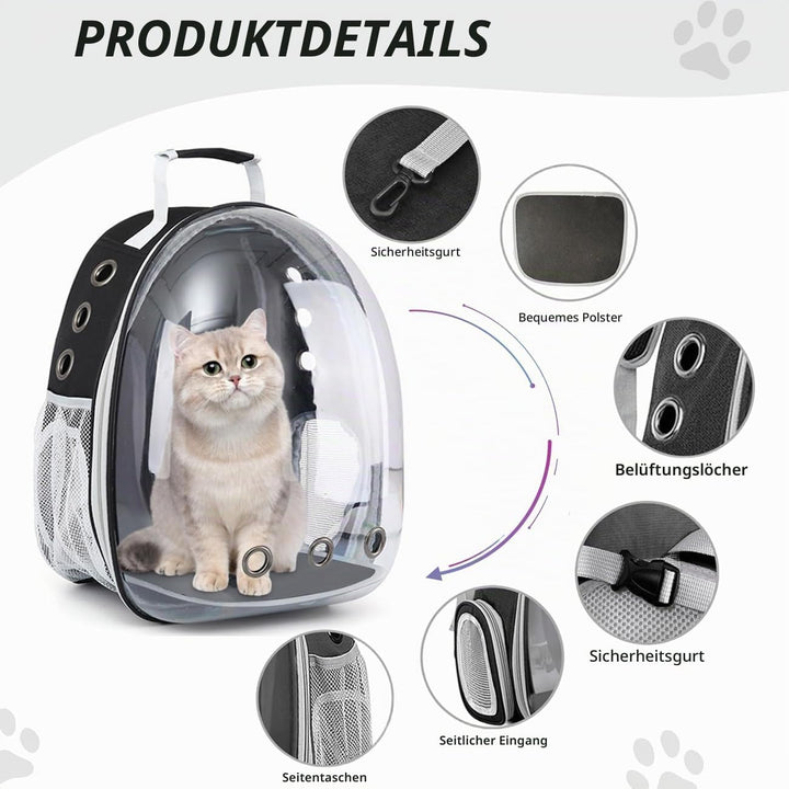 Erweiterbar Katzenrucksack Hunderucksack, Vorderrucksack für Katzen und Kleine Hunde, mit transparen
