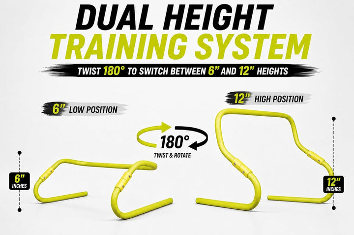 GSI Dual Height Agility Hürden Pack of 6 – Adjustable 6" & 12" Training Hürden für Sports, Fitness u