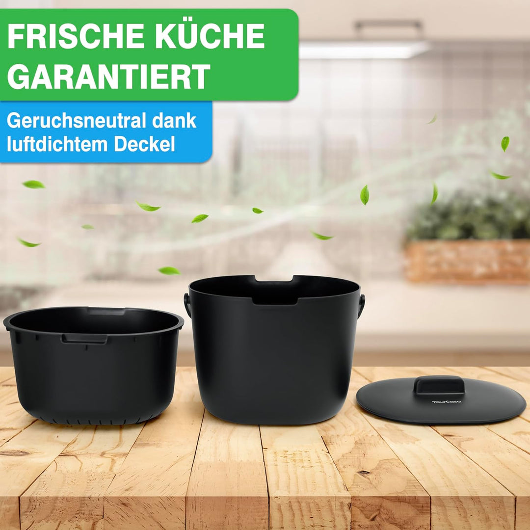 YourCasa Biomülleimer Küche 3,6L - Komposteimer für alltäglichen Biomüll Behälter Spülmaschinenfest