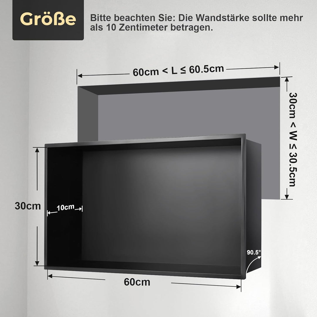 Wandnische Dusche Edelstahl 304, Eingebettete Duschnische, Duschnische Einzelregal zur Aufbewahrung