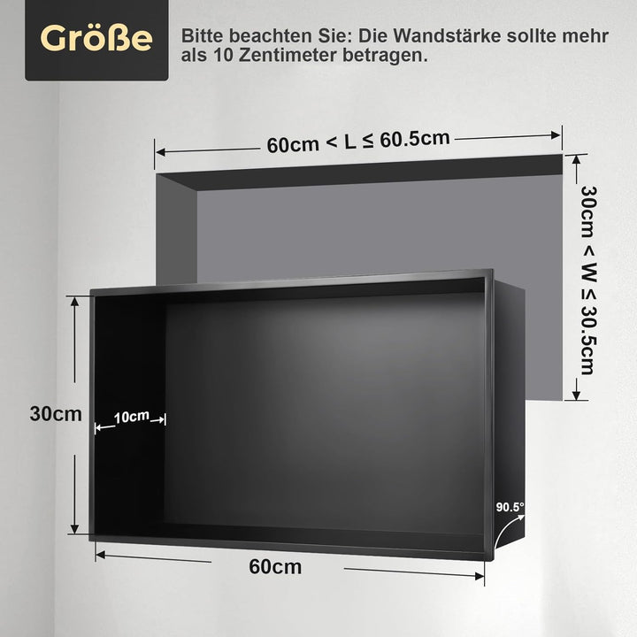 Wandnische Dusche Edelstahl 304, Eingebettete Duschnische, Duschnische Einzelregal zur Aufbewahrung