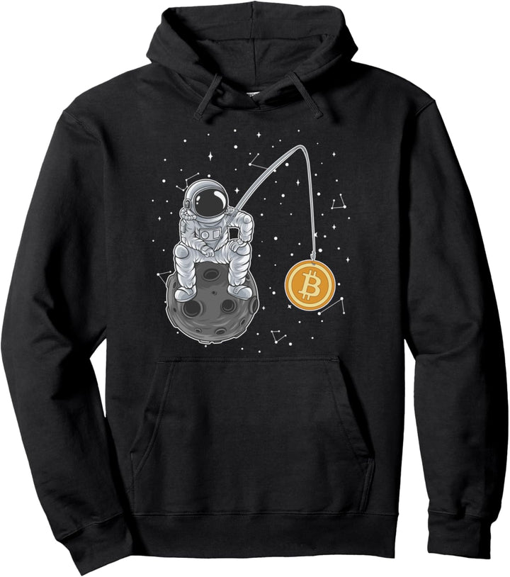 Bitcoin Moon Fishing Crypto Kryptowährung Blockchain Bitcoin Pullover Hoodie