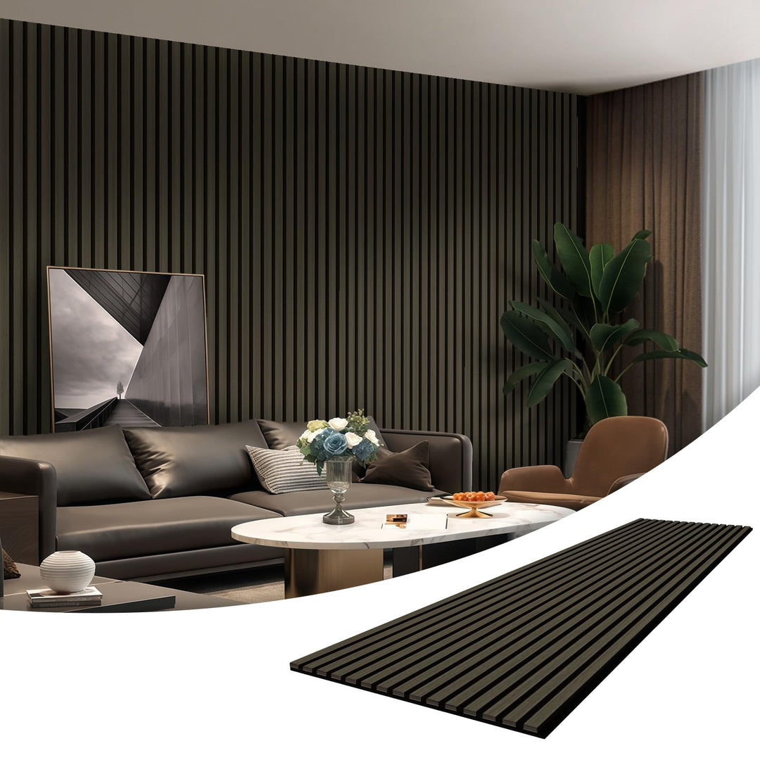 Akustikpaneele Holz 240x60cm(8,64m²),6 Pack Wandpaneele mit Holzfunier & Filz,Holzpaneele Wand für Z