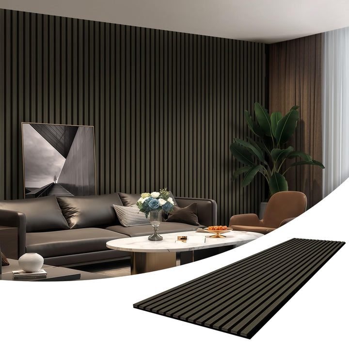 Akustikpaneele Holz 240x60cm(8,64m²),6 Pack Wandpaneele mit Holzfunier & Filz,Holzpaneele Wand für Z