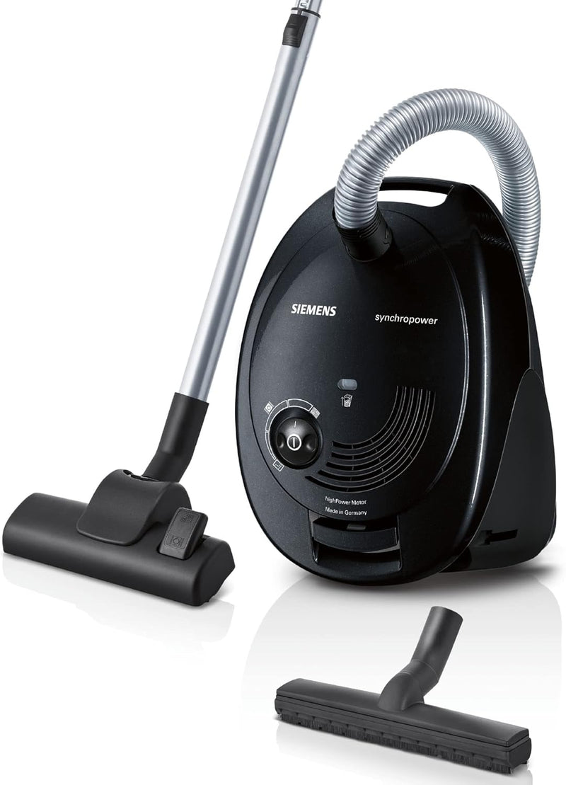 Siemens Staubsauger mit Beutel synchropower VS06B112A, Bodenstaubsauger, Hygiene-Filter, Bodendüse f
