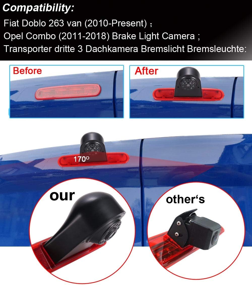 【4.3'' Rückspiegel Monitor + Rückfahrkamera Transporter】im 3. Bremsleuchte HD Rückfahrkamera für FIA