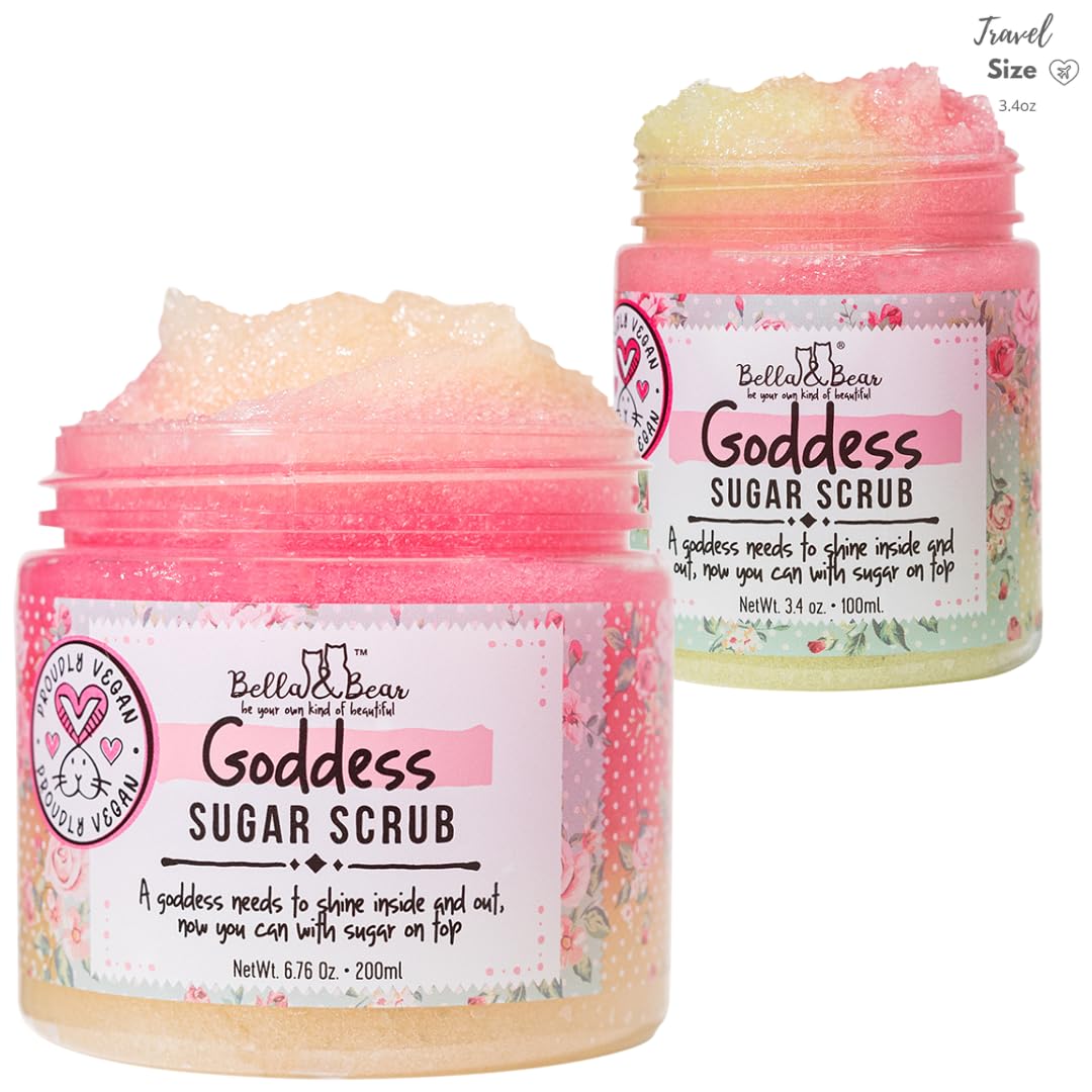 Bella and Bear Goddess Sugar Scrub, No Parabens, New Fragrance, Cruelty-Free, Vegan-Friendly Exfolia
