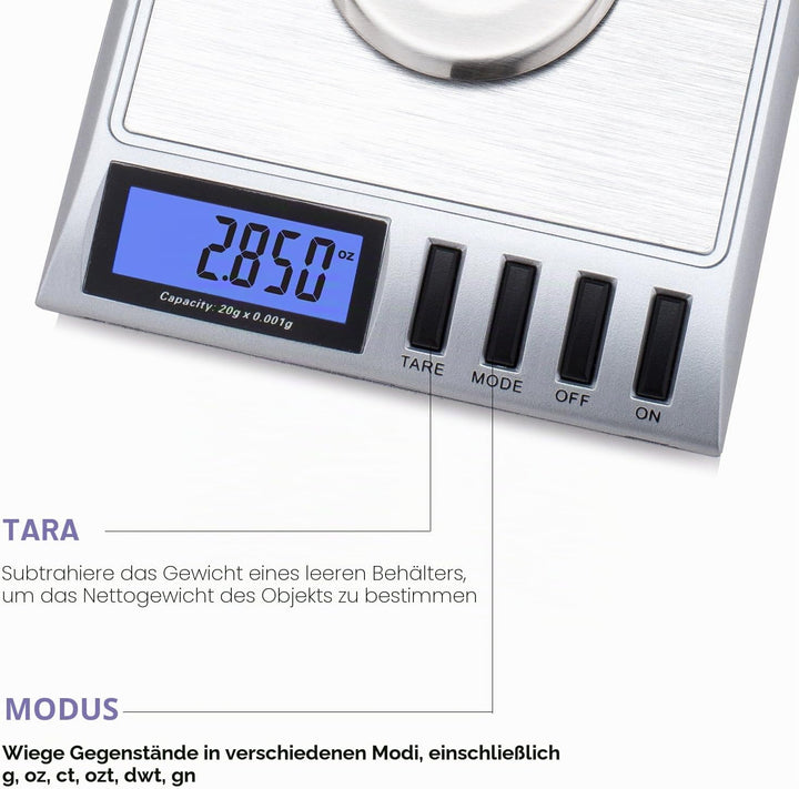 Smart Weigh Digitale Taschenwaage, Feinwaage, Goldwaage, 20 x 0,001 g, Mit Tara-Funktion, Kalibrierg
