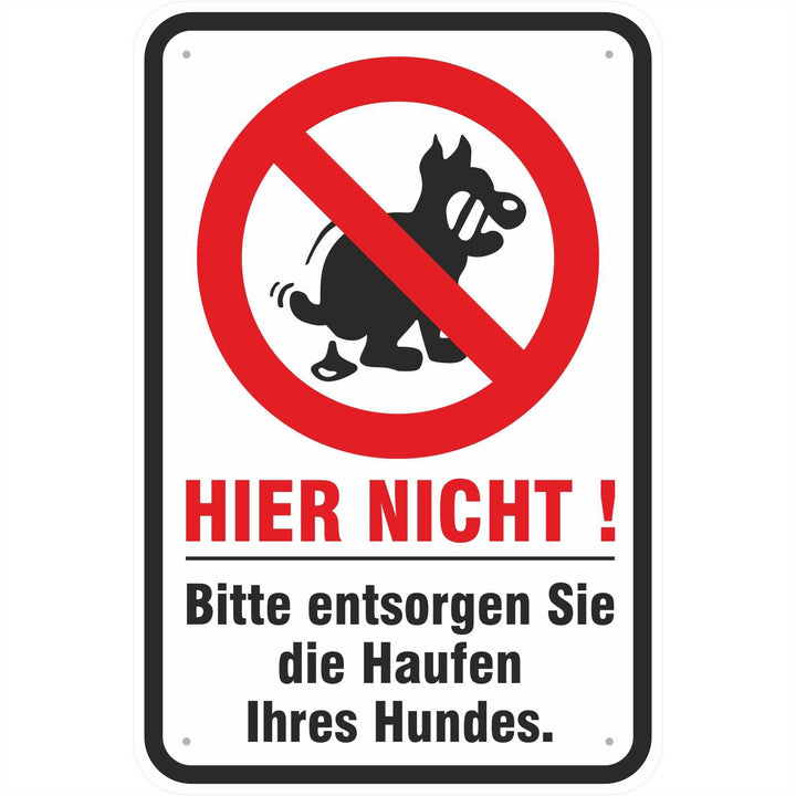 Schild Hundehaufen entsorgen Hundekot verboten 400 x 600 mm aus Aluminium-Verbundmaterial 3mm stark