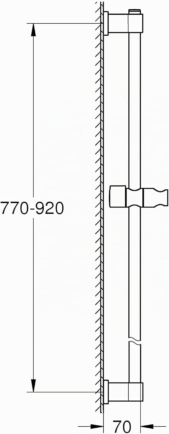 GROHE Vitalio, Duschstange 90cm ohne Bohren (oberes Befestigungselement verstellbar, mit Gleiter & G