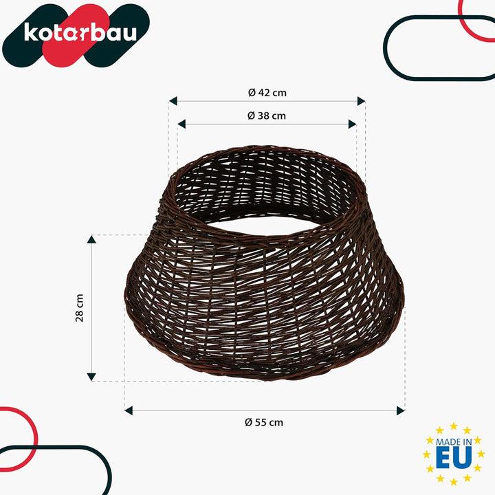KOTARBAU® Weihnachtsbaum Rock aus Weide Ø 60 cm, Dunkel Braun Christbaumständer aus Rattan Natur, We