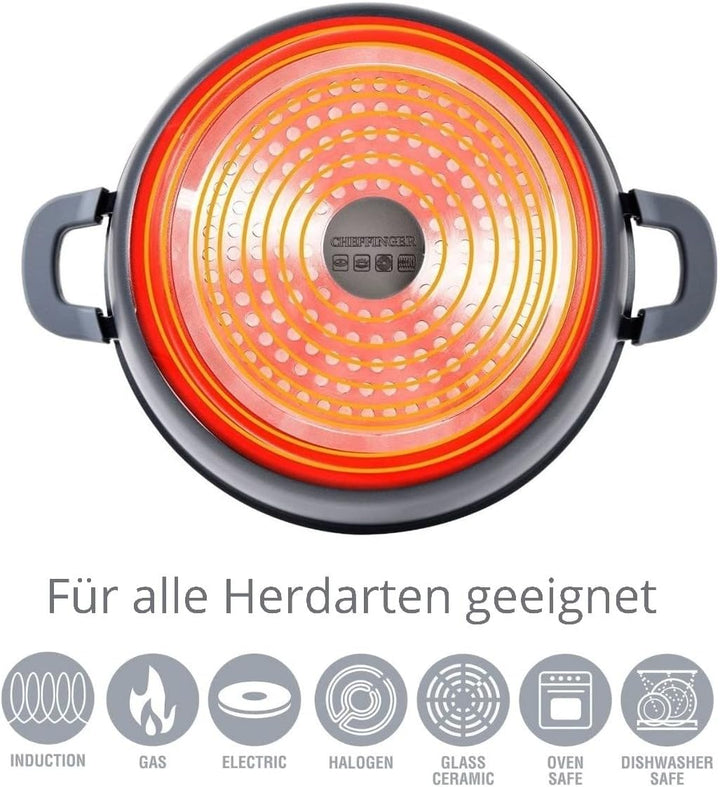 Cheffinger Kochgeschirr 6 tlg Topf Induktion Alu Guss Pfanne Set Kochtopfset