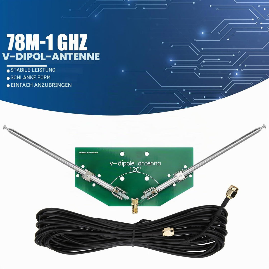 Antenne V-Dipol Funkfrequenz 78M-1 GHz Funk-Ersatzantenne Universal-Innenraum-Akzeptor