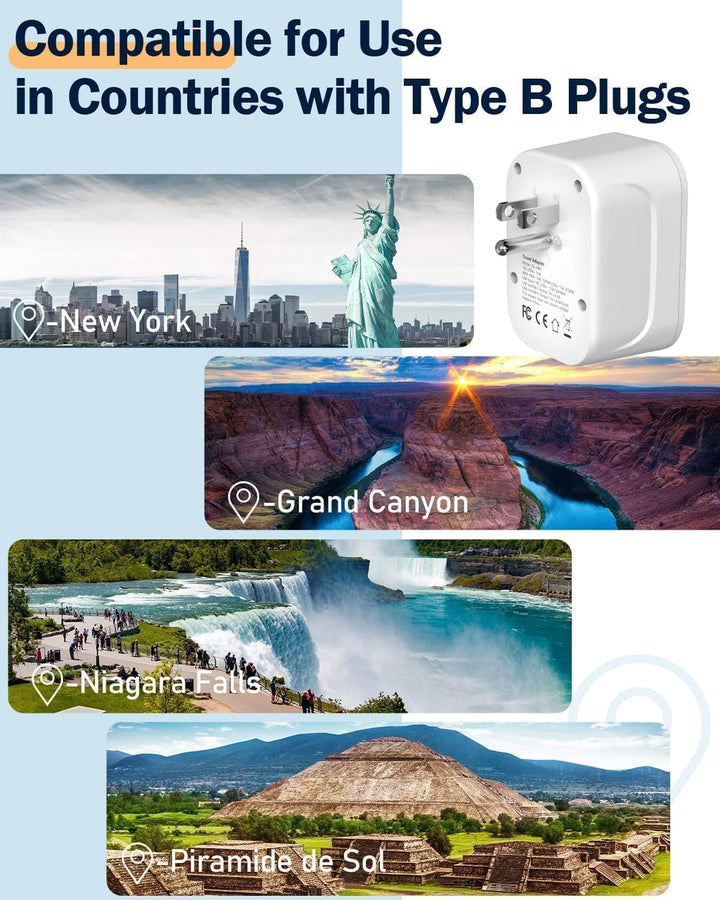 Reisestecker Adapter USA Deutschland Stecker USA Adapter Steckdose mit USB A & C Reise Geschenk Gadg