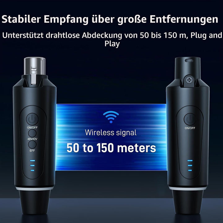 2.4G XLR Mikrofon Wireless Sender Empfänger 1 zu 2 Kabelloses Mikrofon für Dynamisches Mikrofon Kond