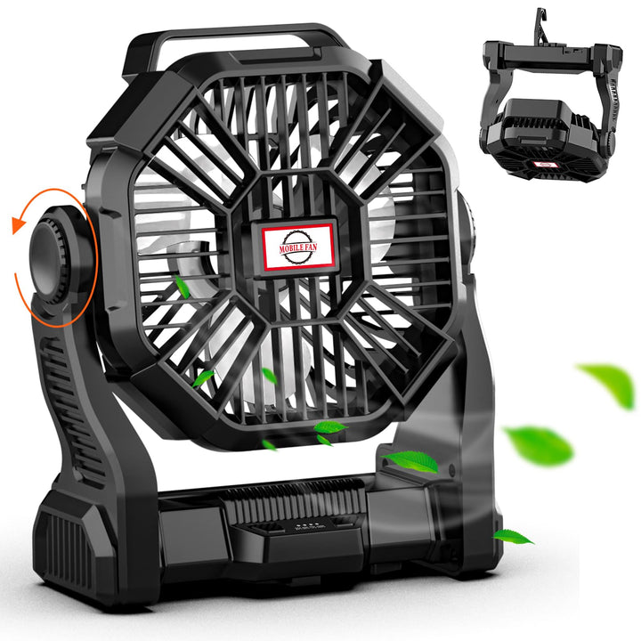 Sendowtek Camping Ventilator mit 10400mAh Akku Zeltventilator mit Typ-C Eingang USB Ausgang Leise Tr