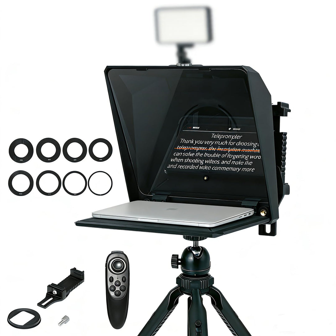 Ambitful T1 Pro Teleprompter für Handy mit Desktop-Stativ, schnell einzurichten, tragbares Telepromp