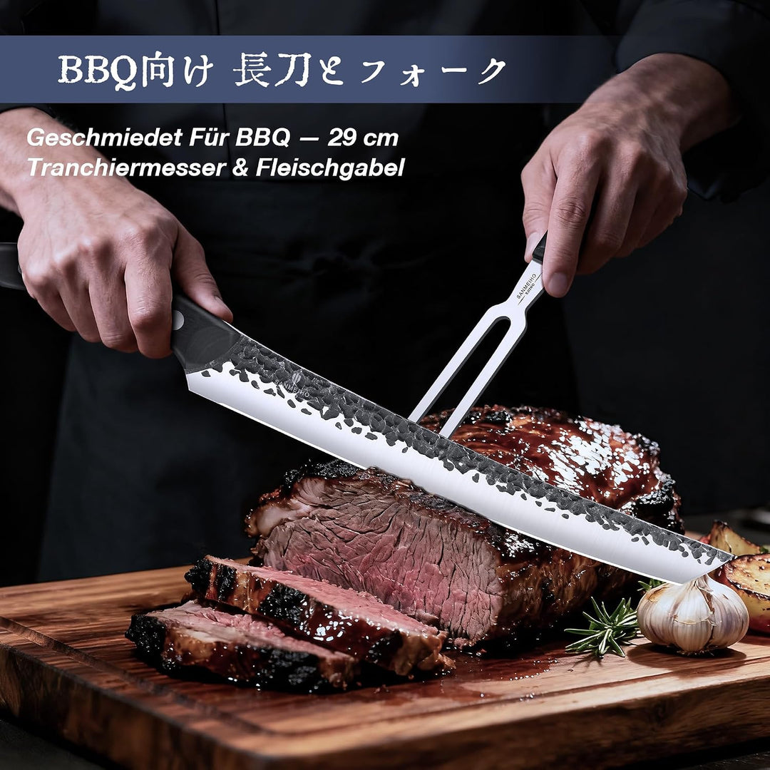 SANMEIHO 8-Teilig Metzgermesser Set mit Messertasche