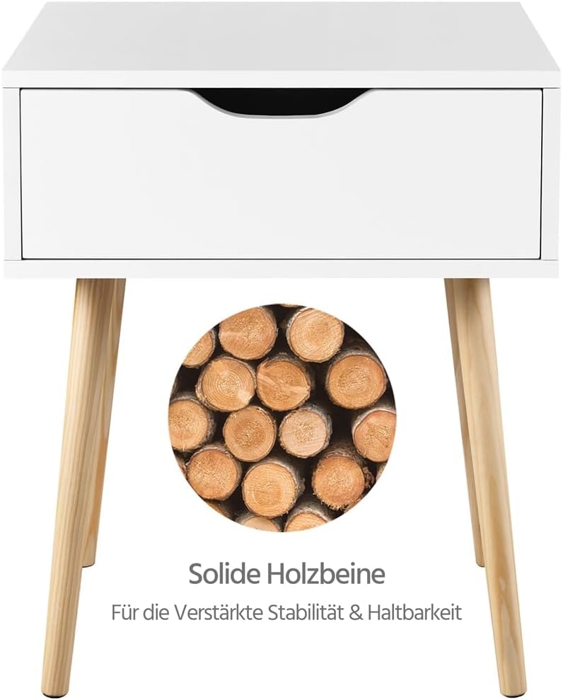 Yaheetech 2er Set Nachttische Nachtkommode mit Schublade und Holzbeinen Boxspringbett Nachtschrank M