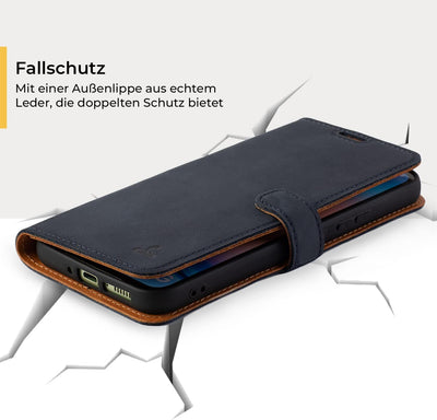Snakehive Samsung Galaxy A34 Hülle Leder - Stylische Handyhülle mit Kartenhalter & Standfuss - Handy