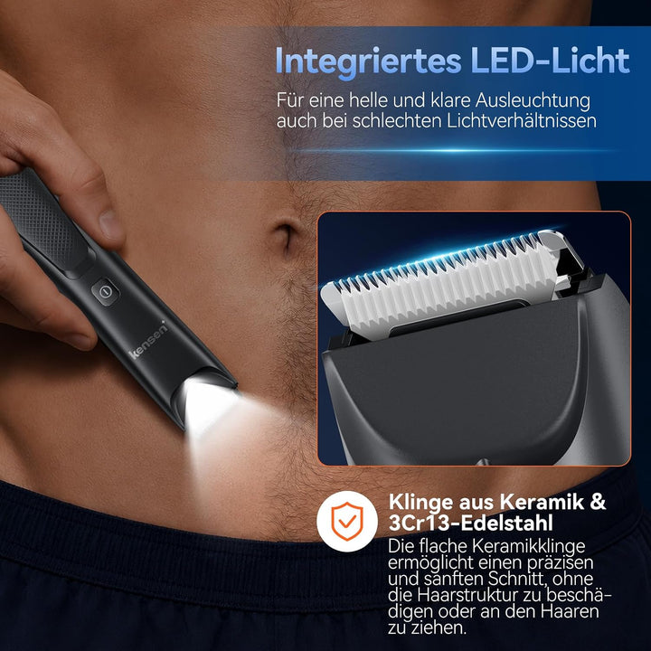 2-In-1 Intimrasierer Mann, kensen Körperrasierer Herren mit Doppelscherkopf Kalkgrau, Kalkgrau